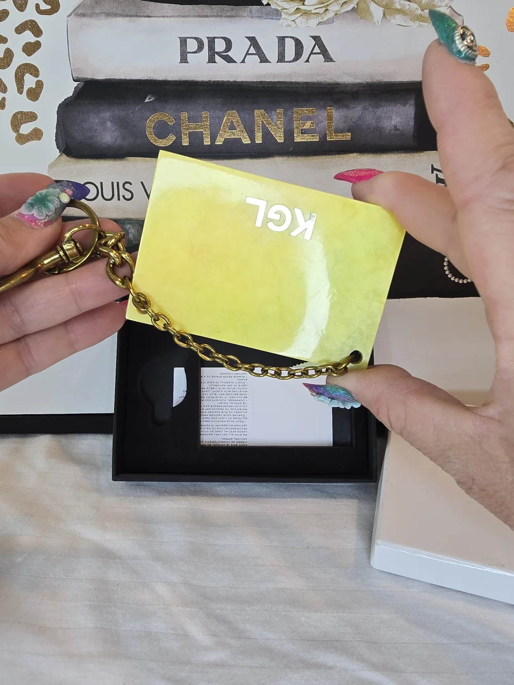 Kurt Geiger Multicolor Glitter Stripe Cardholder Keyring
